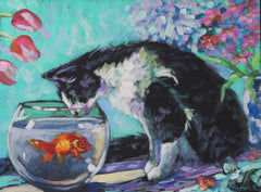 Wishful Thinking ( cat and goldfish bowl)