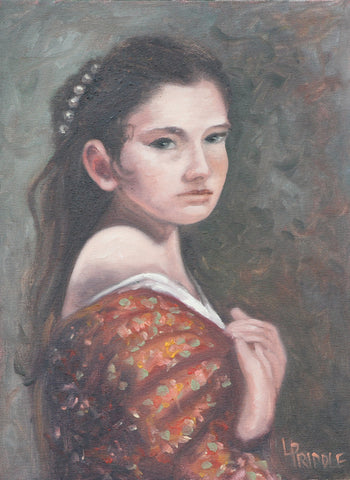 Embroidered Shawl ( young girl in Oil)